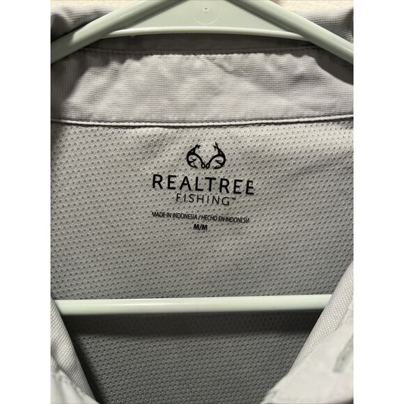 Realtree Shirt Mens Medium Gray Performance Fishing Short Sleeve Button Up - Picture 3 of 6